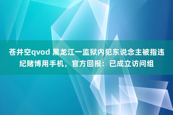 苍井空qvod 黑龙江一监狱内犯东说念主被指违纪赌博用手机，官方回报：已成立访问组
