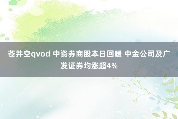 苍井空qvod 中资券商股本日回暖 中金公司及广发证券均涨超4%
